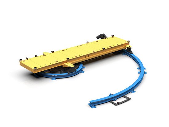 Pallets can be turned through 90 degrees with the corner transfer conveyor.